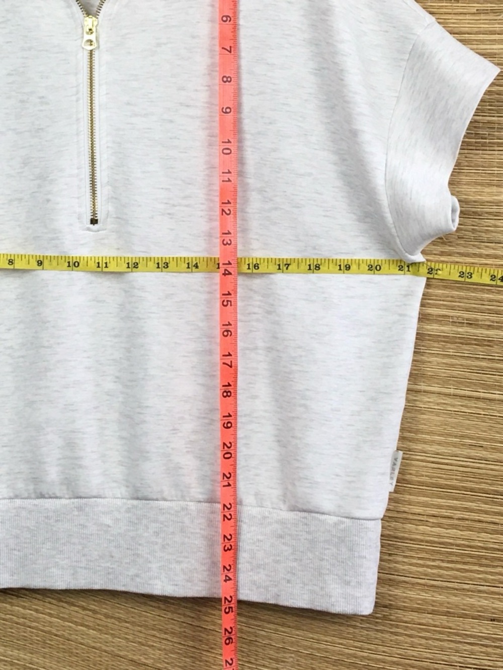 VARLAY Double Soft Ritchie Half Zip Short Sleeve Sweatshirt In Ivory Marl Size M - Picture 12 of 12